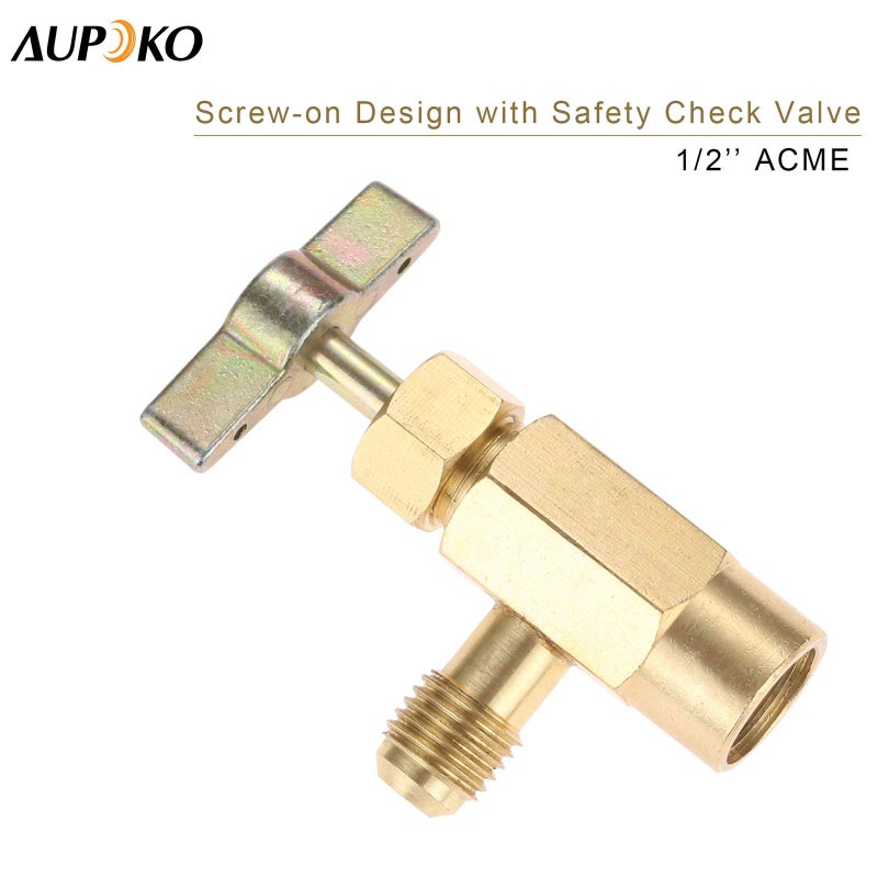Aupoko R1234YF Self-Sealing Can Tap with Left Hand Threaded, 1/2â€™â€™ to 1/4â€™â€™ SAE Dispenser Valve AC Refrigerant Bottle Opener, Fits for R1234YF Automotive Air Conditioning Charging - Image 2